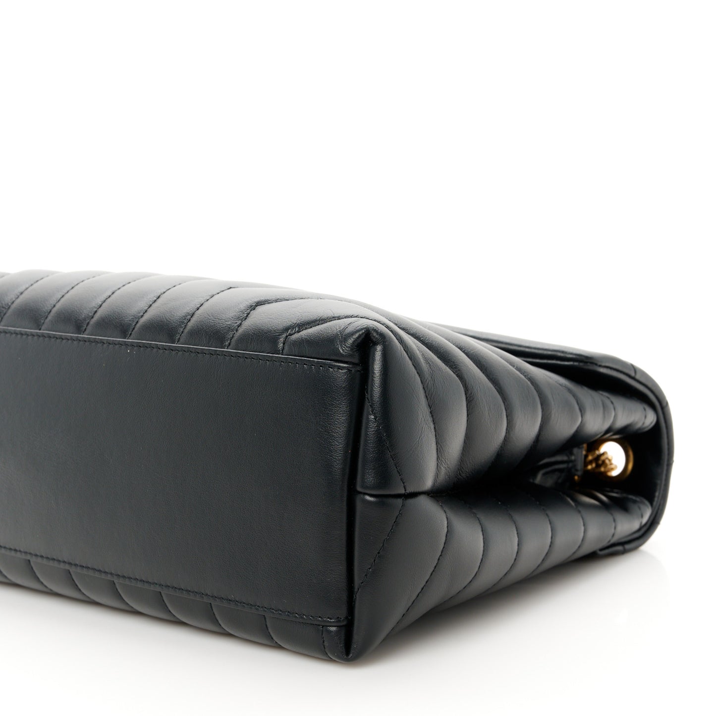 Calfskin Y Quilted Monogram Medium Loulou Chain Satchel Black