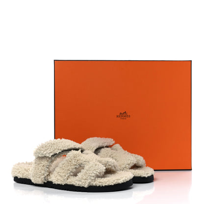 Hermes Woolskin Womens Chypre Sandals 40.5 Ecru 9 of 9