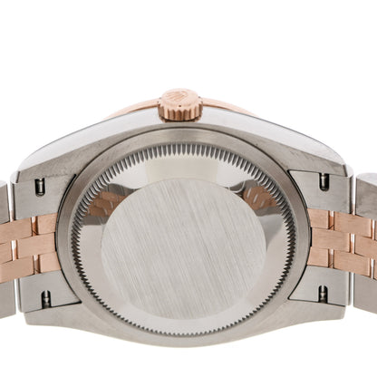 Rolex Stainless Steel 18K Everose Gold Diamond Bezel 36mm Oyster Perpetual Datejust Watch Black 126281RBR 4 of 5