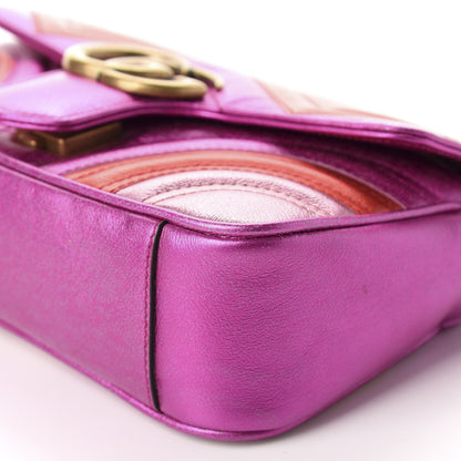 Gucci Metallic Calfskin Matelasse Mini GG Marmont Shoulder Bag Fuchsia 7 of 10