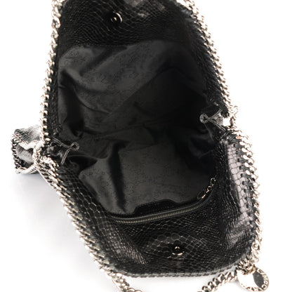 Stella McCartney Metallic Faux Snakeskin Small Falabella Fold Over Tote Black 5 of 7
