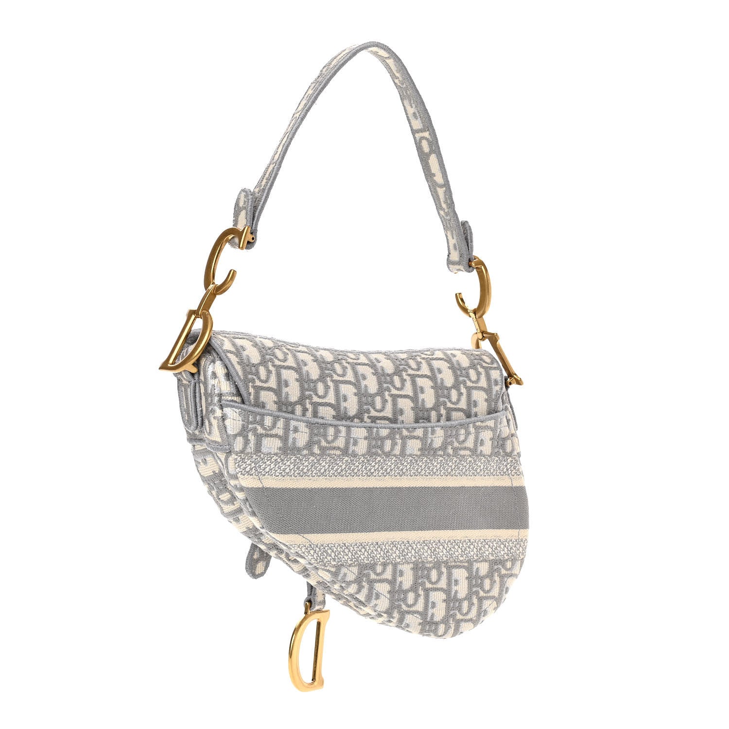 Christian Dior Oblique Embroidered Saddle Bag Gray 3 of 10