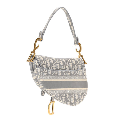 Christian Dior Oblique Embroidered Saddle Bag Gray 3 of 10