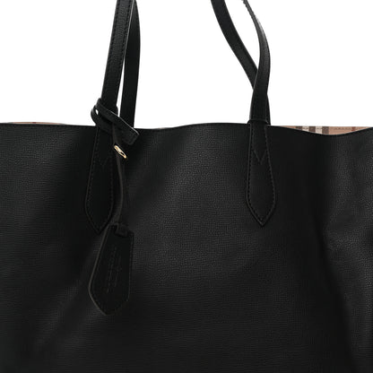 Burberry Grainy Calfskin Haymarket Check Medium Reversible Tote Black 11 of 21