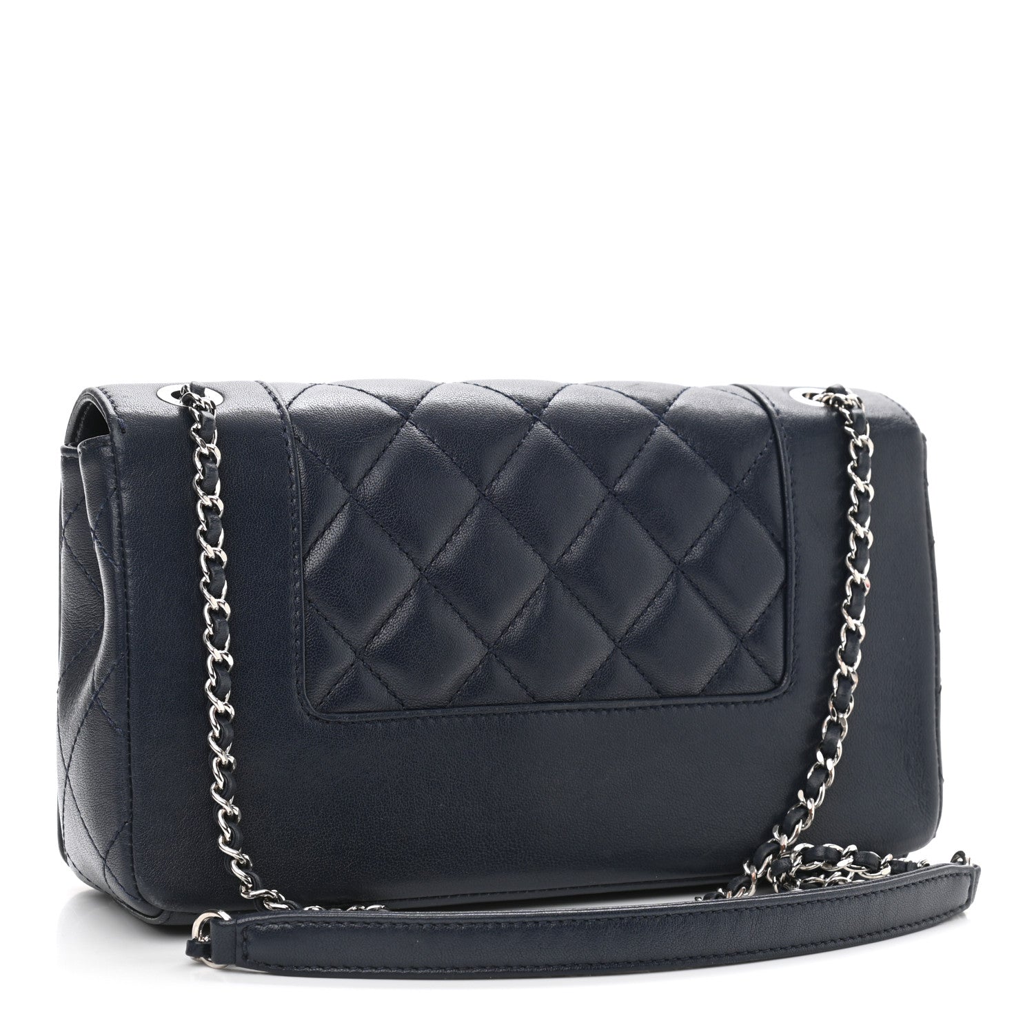 Chanel Sheepskin Quilted Medium Vintage Mademoiselle Flap Dark Navy 3 of 13