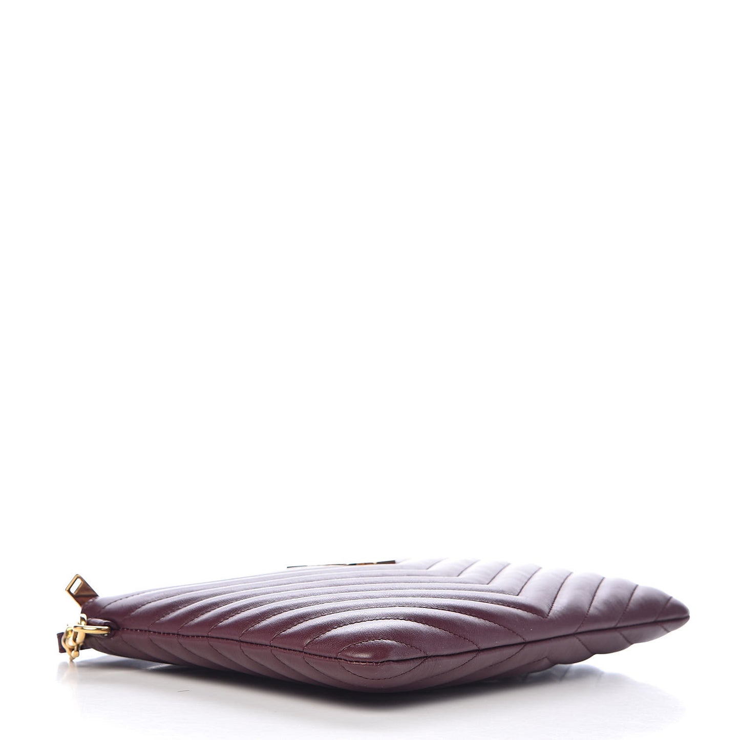 Calfskin Matelasse Chevron Monogram A5 Wristlet Dark Legion Red