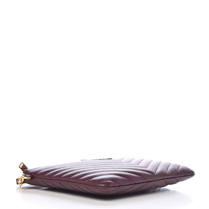 Saint Laurent Calfskin Matelasse Chevron Monogram A5 Wristlet Dark Legion Red 4 of 7