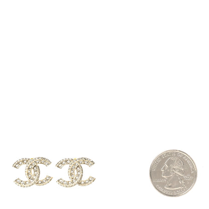 Chanel Crystal Timeless CC Earrings Light Gold 2 of 5