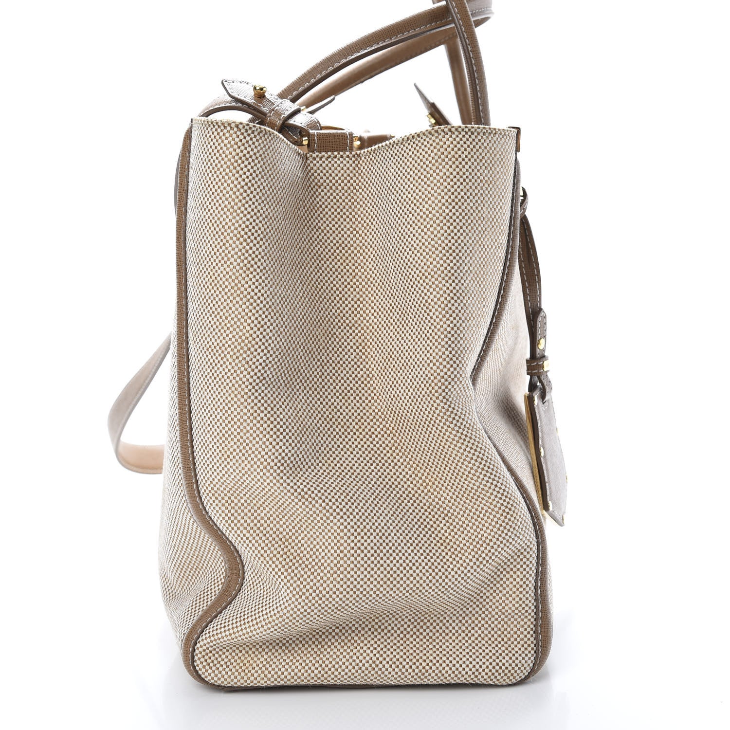 Fendi Canvas Vitello Regular 2Jours Tote Natural Brown 12 of 13