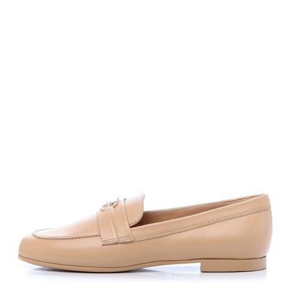 Chanel Lambskin CC Loafers 38 Beige 1 of 8