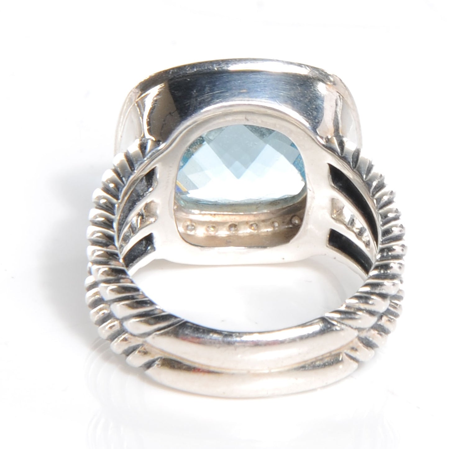 Sterling Silver Diamond Blue Topaz 11mm Albion Ring 52 6