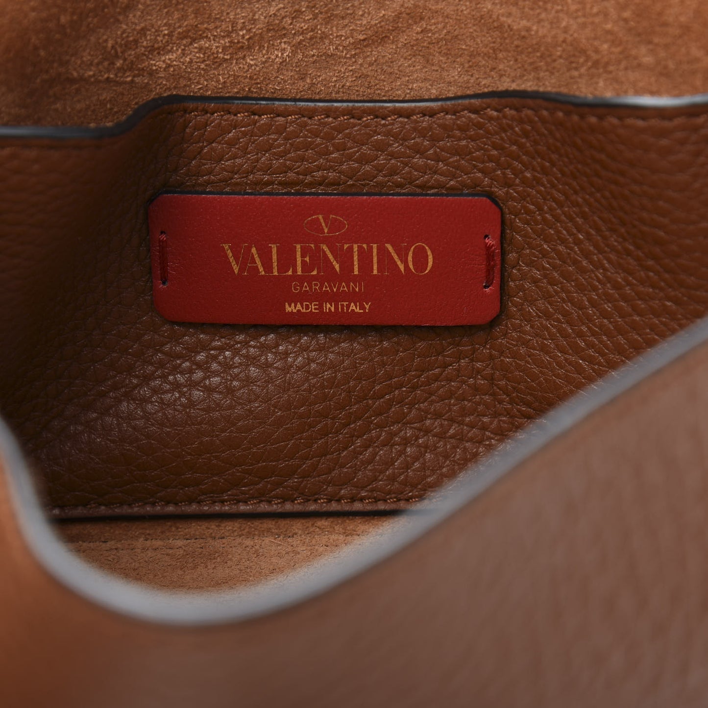 Pebbled Calfskin Mini Rockstud Crossbody Bag Bright Cognac