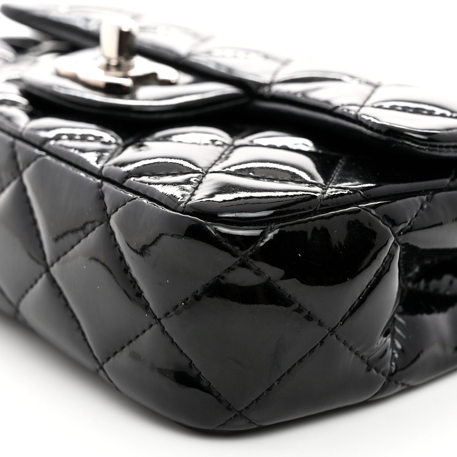 Chanel Patent Calfskin Quilted Extra Mini Rectangular Flap Black 10 of 10
