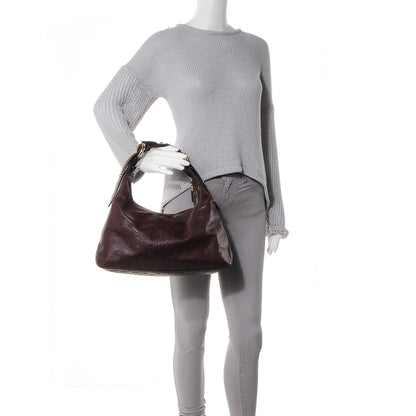 Gucci Guccissima Medium Horsebit Chain Hobo Chocolate Brown 2 of 7