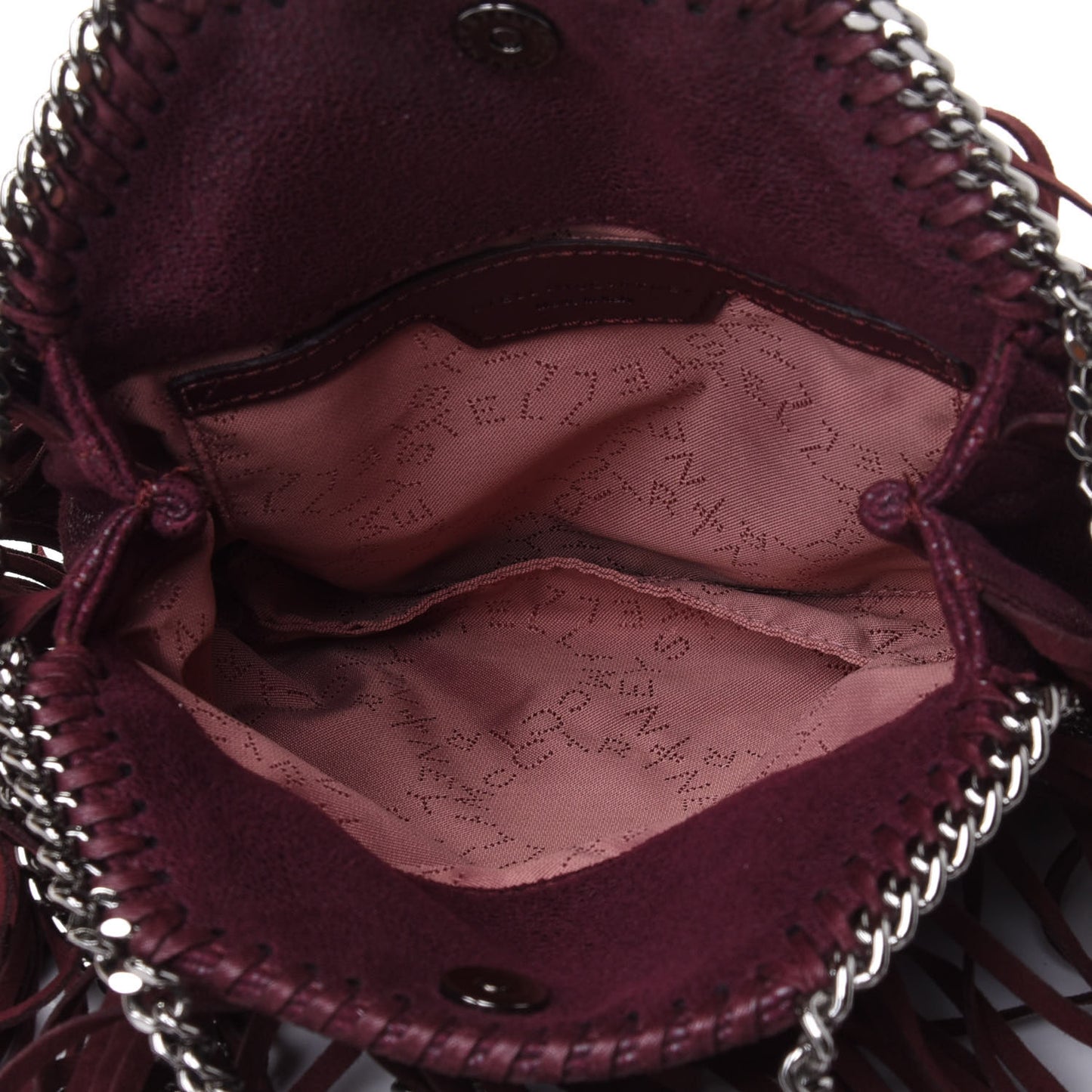 Shaggy Deer Fringe Tiny Falabella Tote Plum