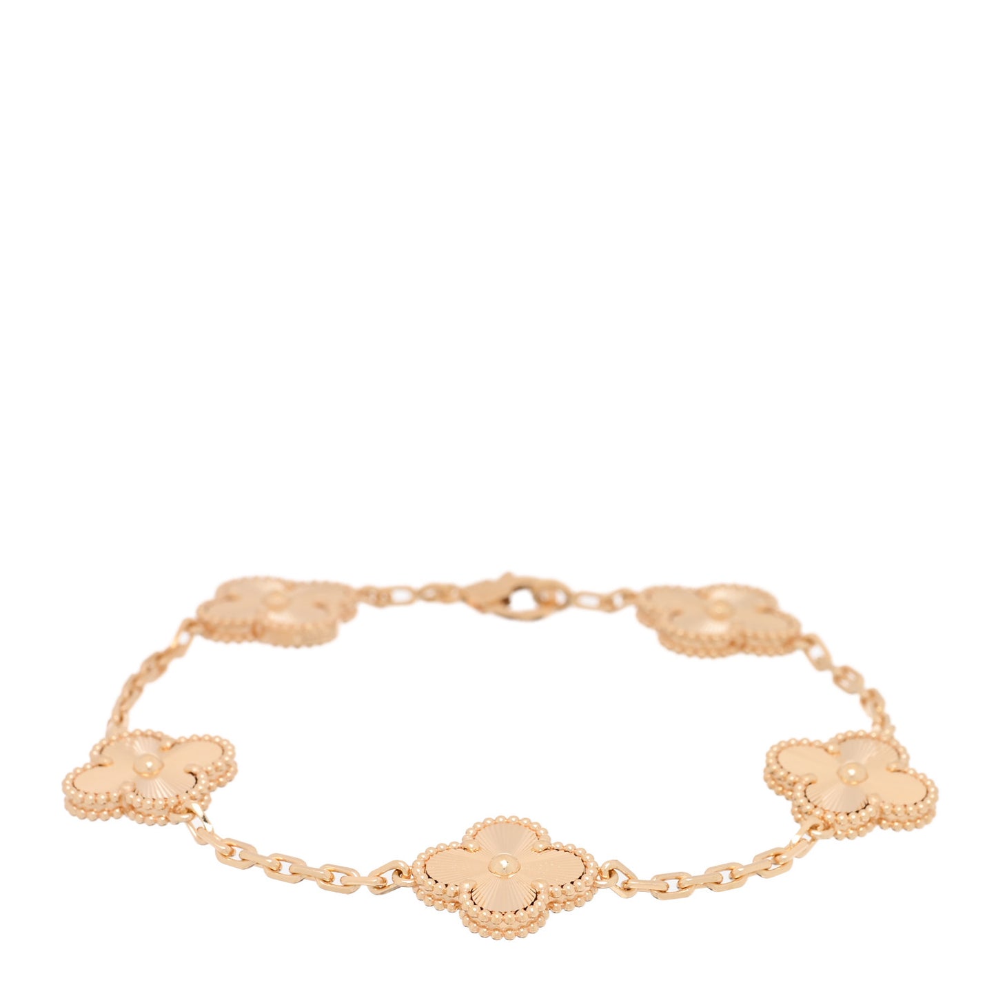 18K Yellow Gold 5 Motifs Guilloche Vintage Alhambra Bracelet