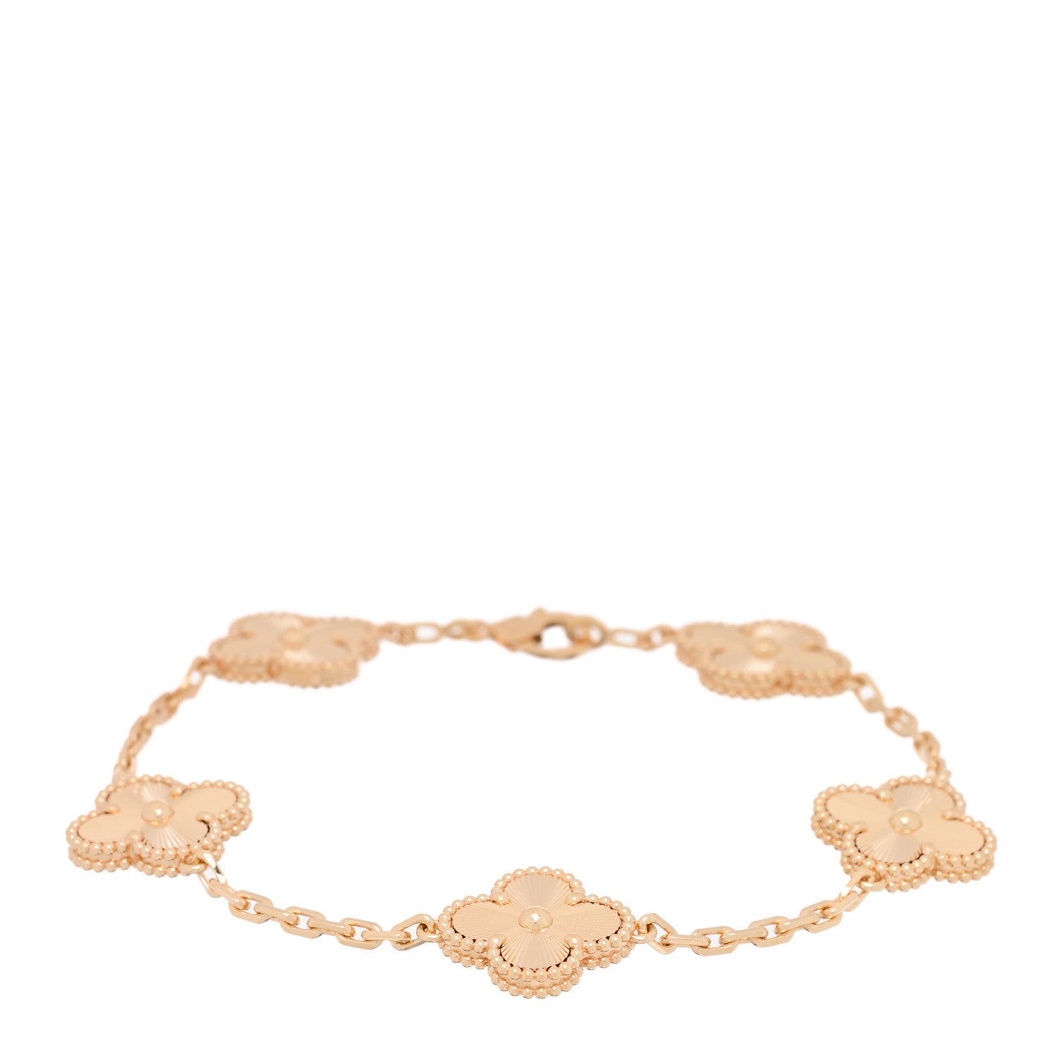 Van Cleef & Arpels 18K Yellow Gold 5 Motifs Guilloche Vintage Alhambra Bracelet 1 of 4
