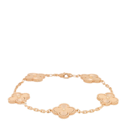 Van Cleef & Arpels 18K Yellow Gold 5 Motifs Guilloche Vintage Alhambra Bracelet 1 of 4