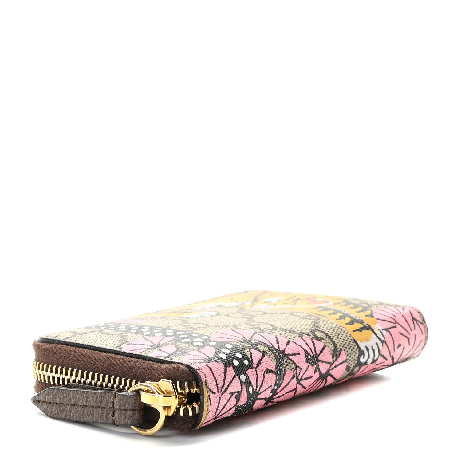 Gucci GG Supreme Monogram Bengal Zip Around Card Case Wallet Beige Pink 4 of 7