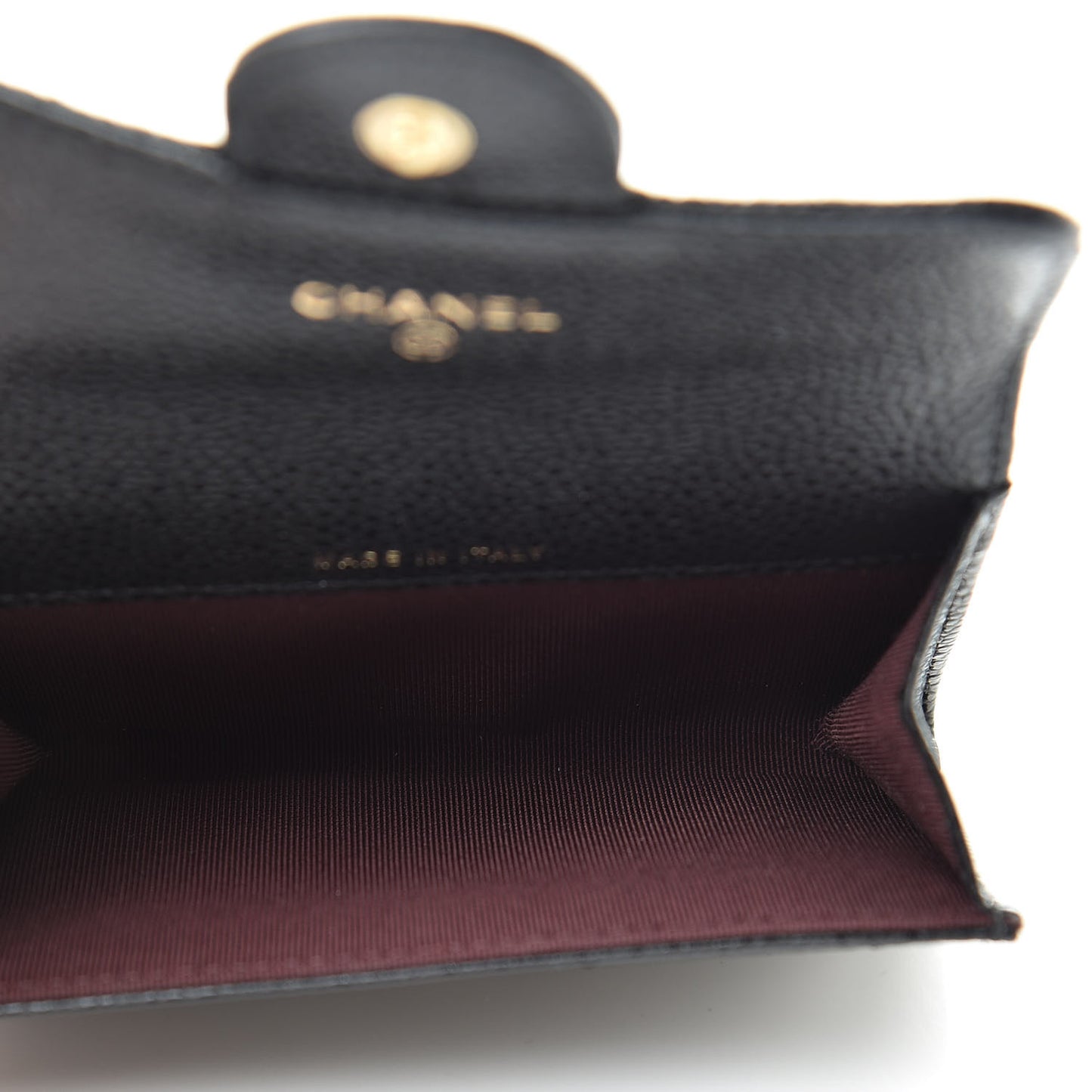 Caviar Quilted Flap Card Holder Wallet Black