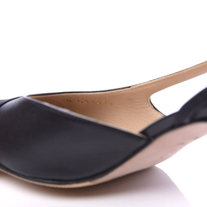Chanel Goatskin Grosgrain Cap Toe CC Slingback Pumps 37.5 Black 8 of 9