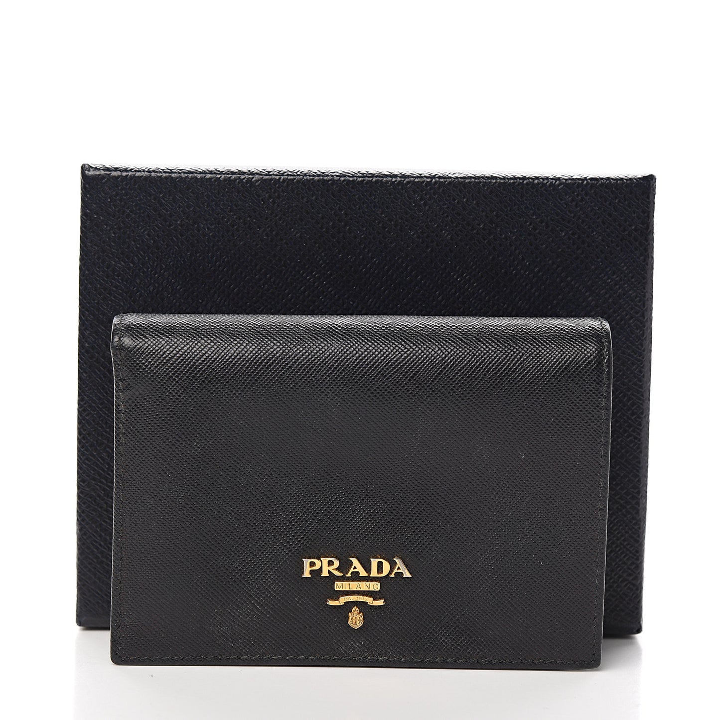 Saffiano Metal Bi-Fold Wallet Black