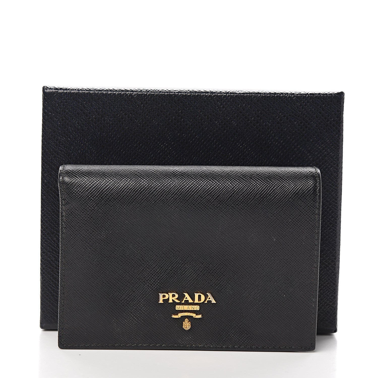 Prada Saffiano Metal Bi-Fold Wallet Black 6 of 6