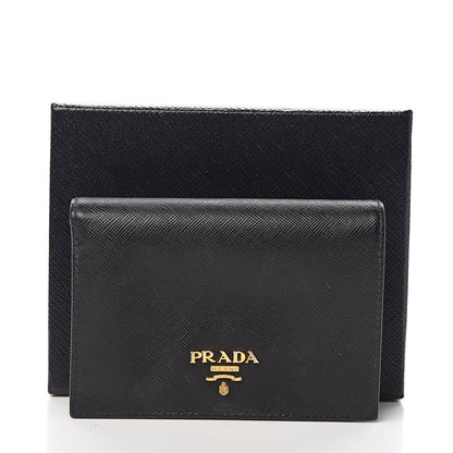 Prada Saffiano Metal Bi-Fold Wallet Black 6 of 6