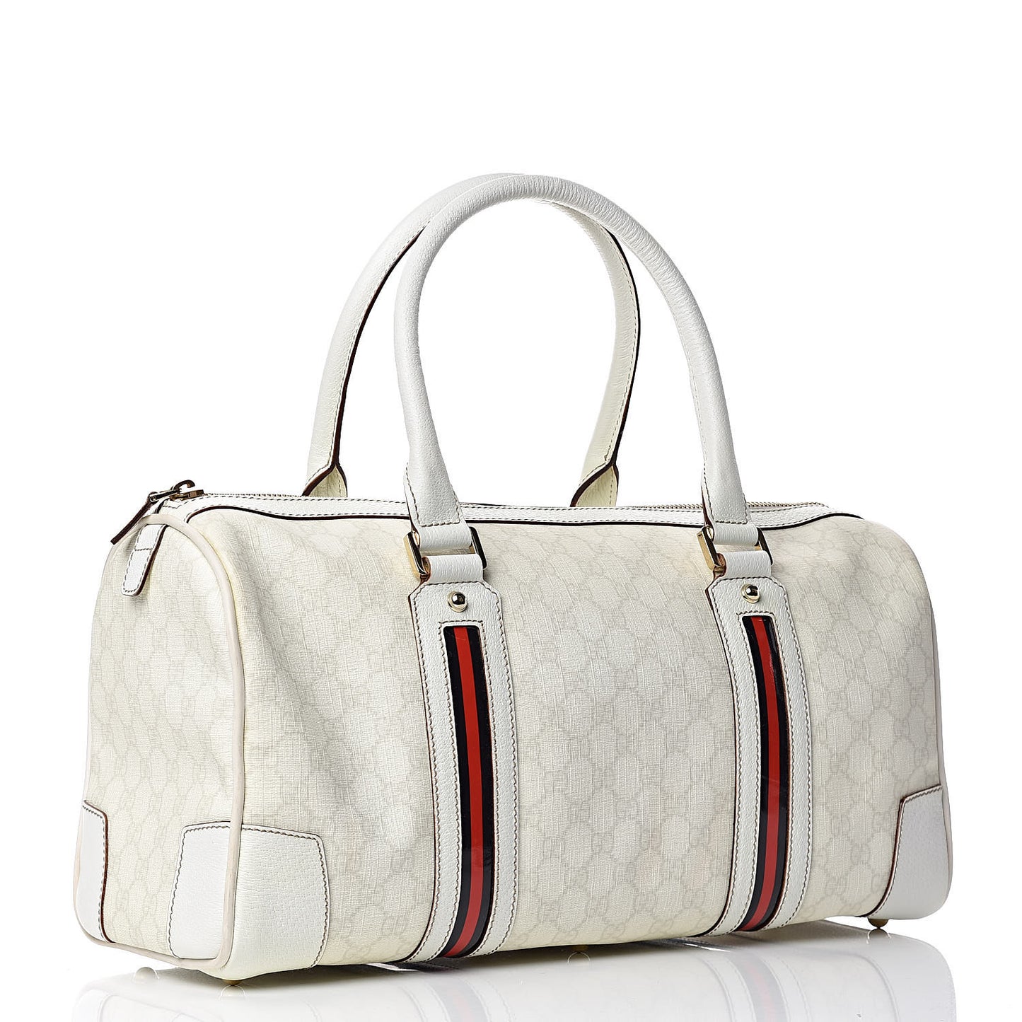 GG Plus Monogram Web Large Carry On Duffle Bag White