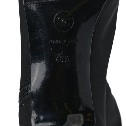 Chanel Nylon Camellia Zip Short Boots 40.5 Black 6 of 7