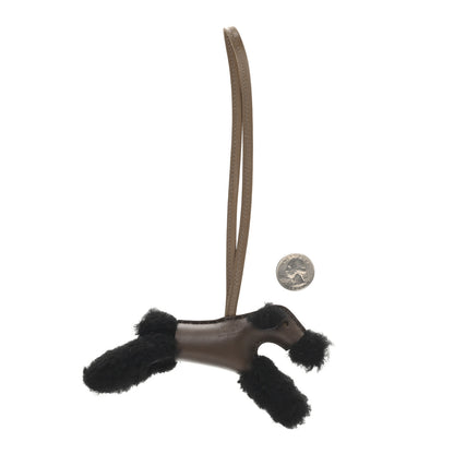 Hermes Milo Lambskin Shearling Budy Charm Black Chocolate Etoupe 2 of 4