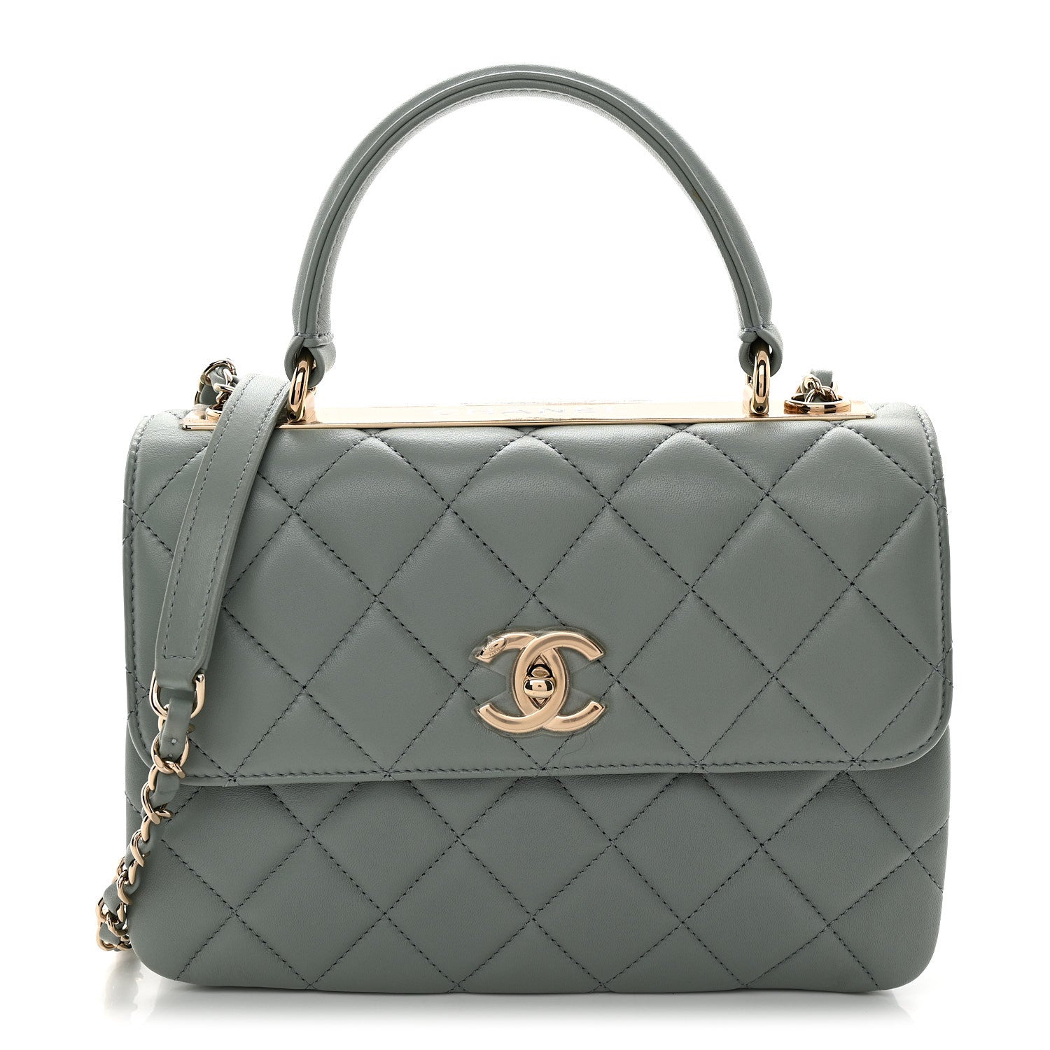 Chanel Lambskin Quilted Small Trendy CC Flap Dual Handle Bag Light Grey 1 of 10