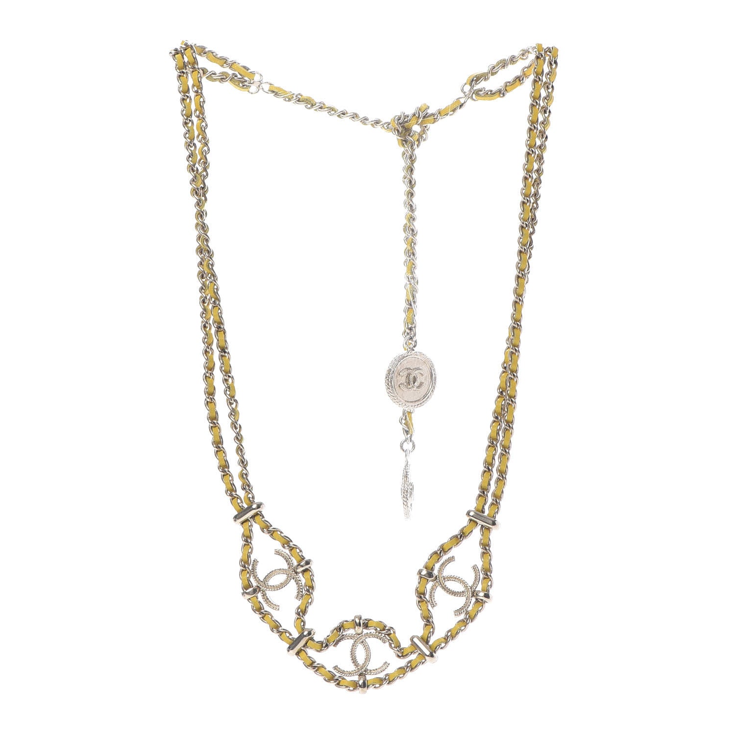 Chanel Metal Lambskin Chain Link Choker Yellow 3 of 7