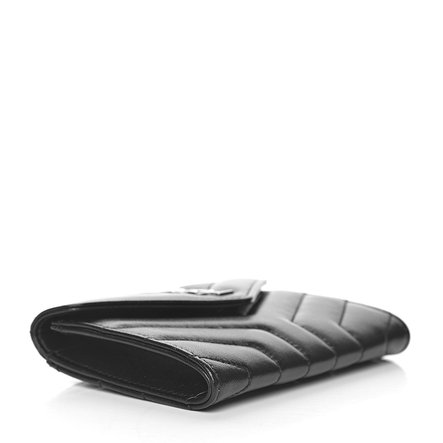 Saint Laurent Lambskin Y Quilted Monogram Small Loulou Envelope Wallet Black 4 of 7