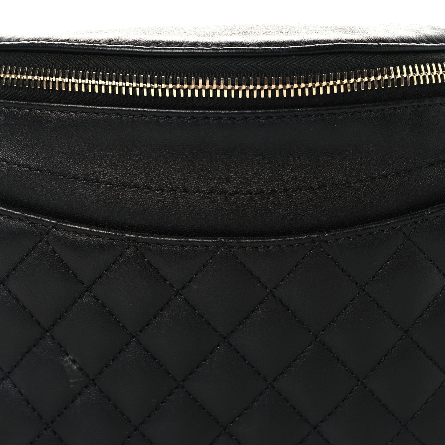 Lambskin Quilted Waist Bag Fanny Pack Black