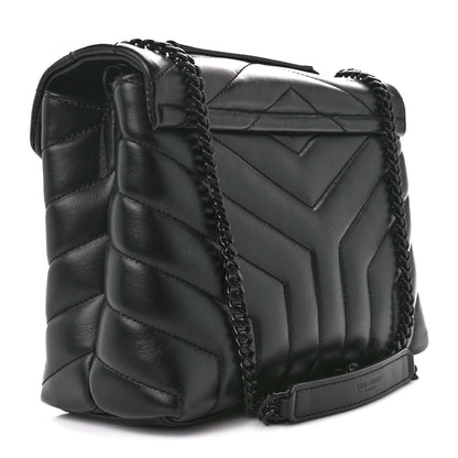 Saint Laurent Calfskin Y Quilted Monogram Monochrome Small Loulou Chain Satchel Black 3 of 12