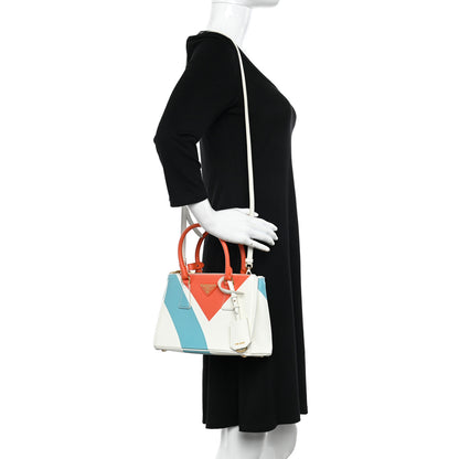 Prada X ALEX DA CORTE Saffiano Special Edition Small Galleria Double Zip Tote White Arancio 2 of 10