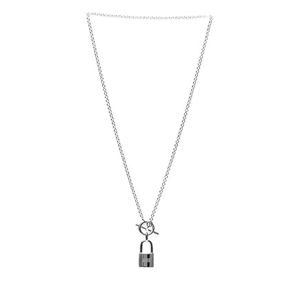 Hermes Sterling Silver Cadenas Kelly Lock Pendant Necklace 2 of 4