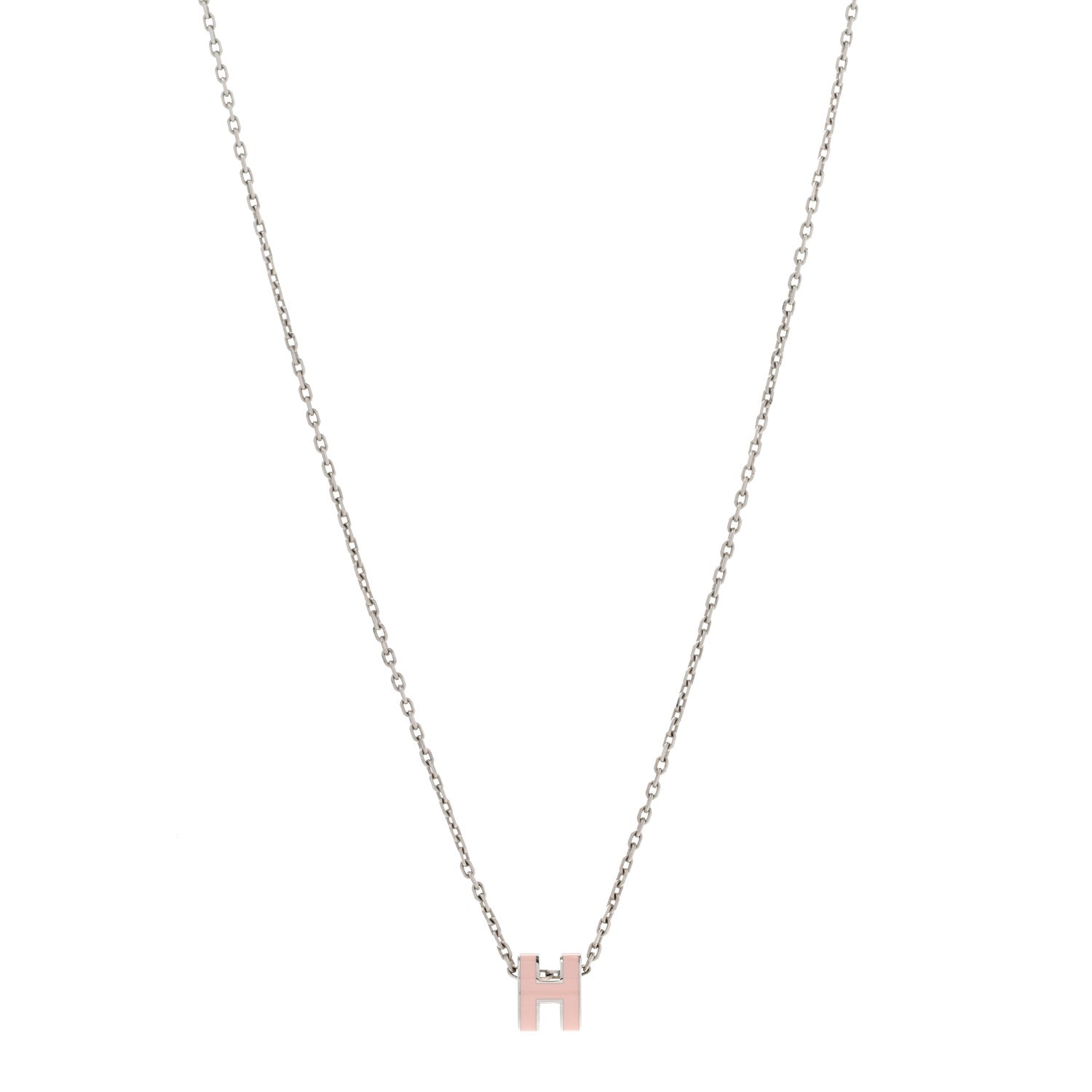 Hermes Palladium Mini Pop H Pendant Necklace Rose Dragee 1 of 8