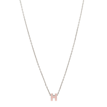 Hermes Palladium Mini Pop H Pendant Necklace Rose Dragee 1 of 8