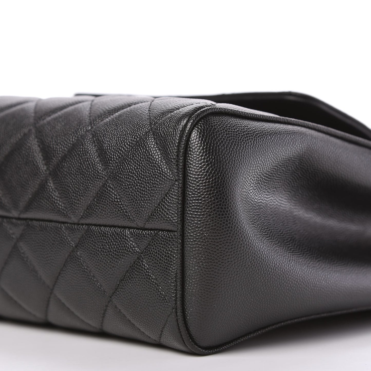 Caviar Quilted In Out Flap Shopping Tote Black