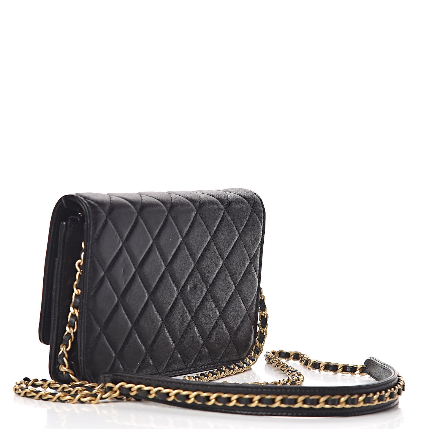 Lambskin Quilted Infinity Wallet On Chain WOC Black