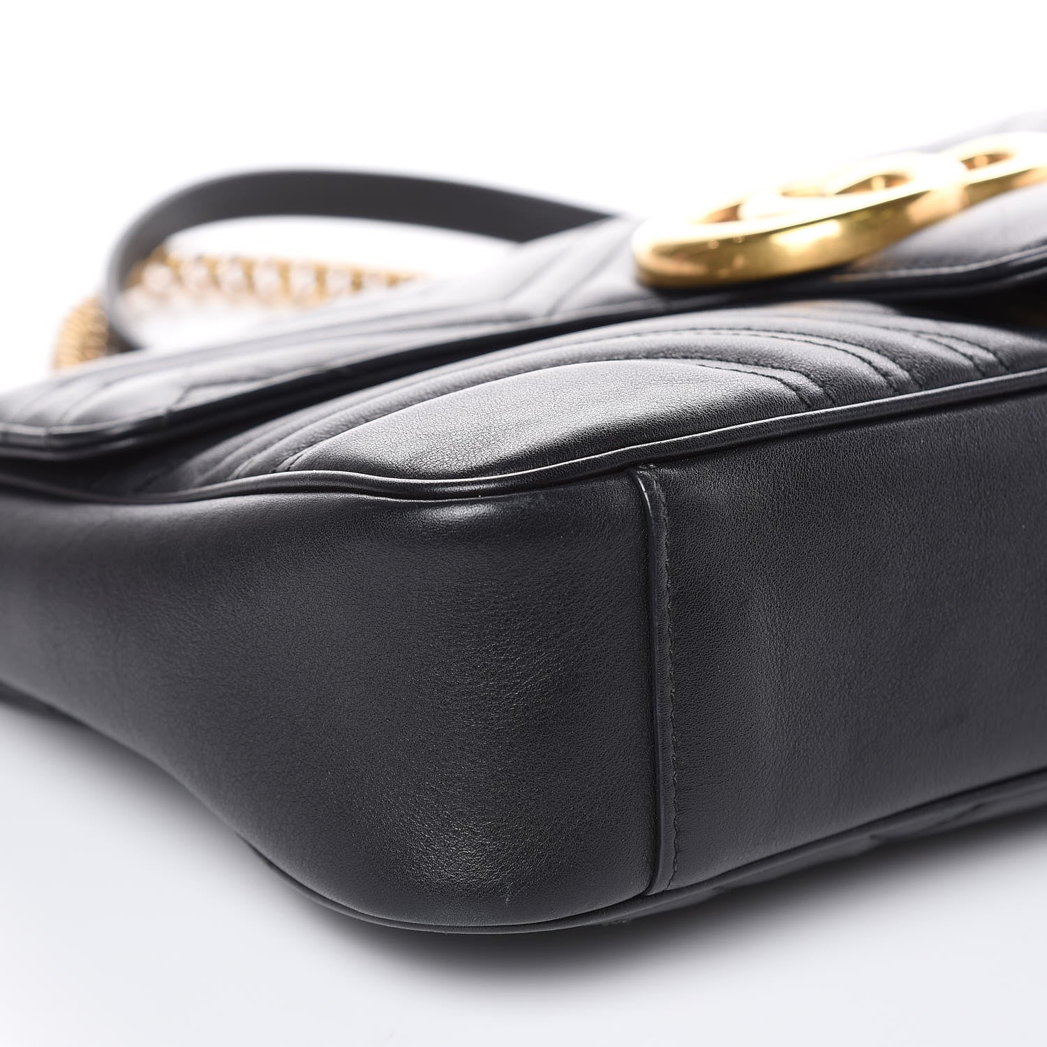 Gucci Calfskin Matelasse Medium GG Marmont Shoulder Bag Black 8 of 15