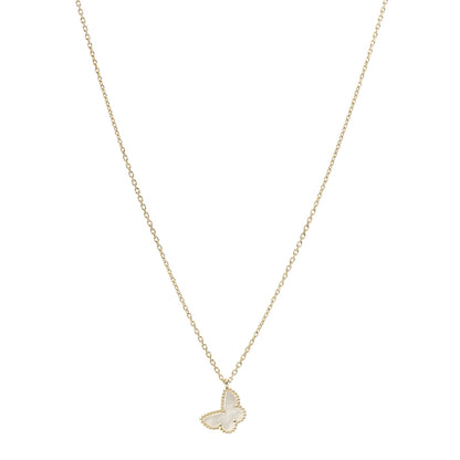 Van Cleef & Arpels 18K Yellow Gold Mother of Pearl Sweet Alhambra Butterfly Pendant Necklace 1 of 7