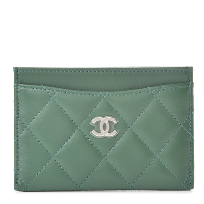 Chanel Lambskin Quilted Card Holder Green 1 of 9