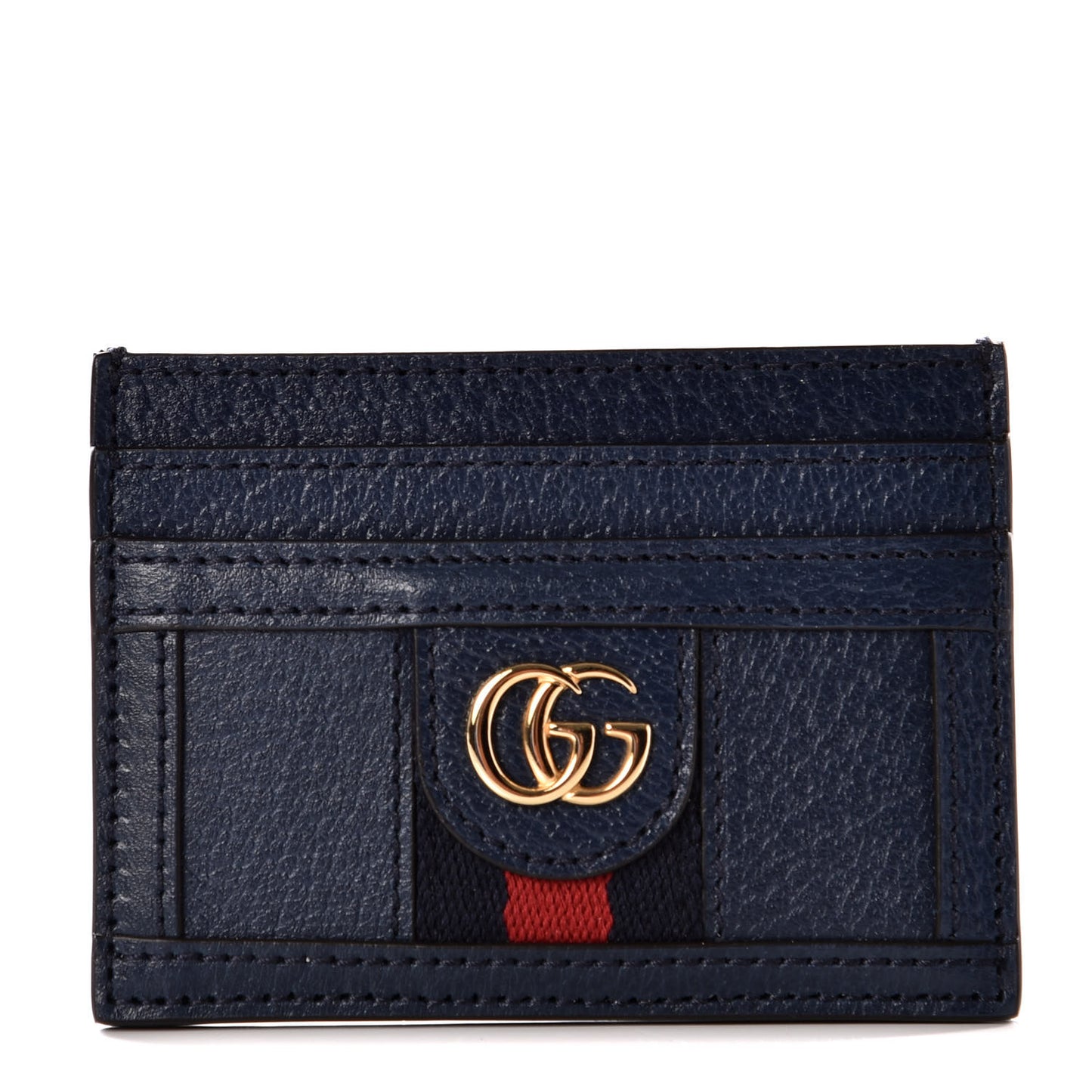 Textured Calfskin Ophidia Card Holder Blue Agata