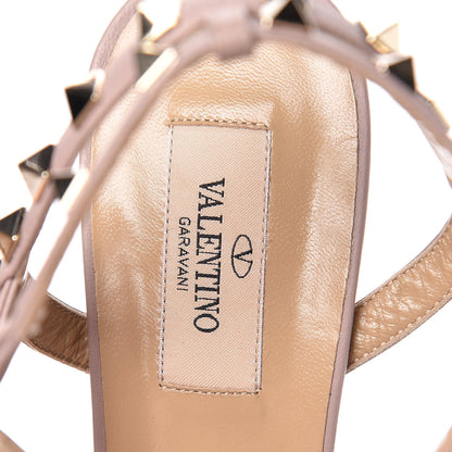 Valentino Garavani Patent Rockstud Ankle Strap Low Heel Pumps 40 Poudre 5 of 12