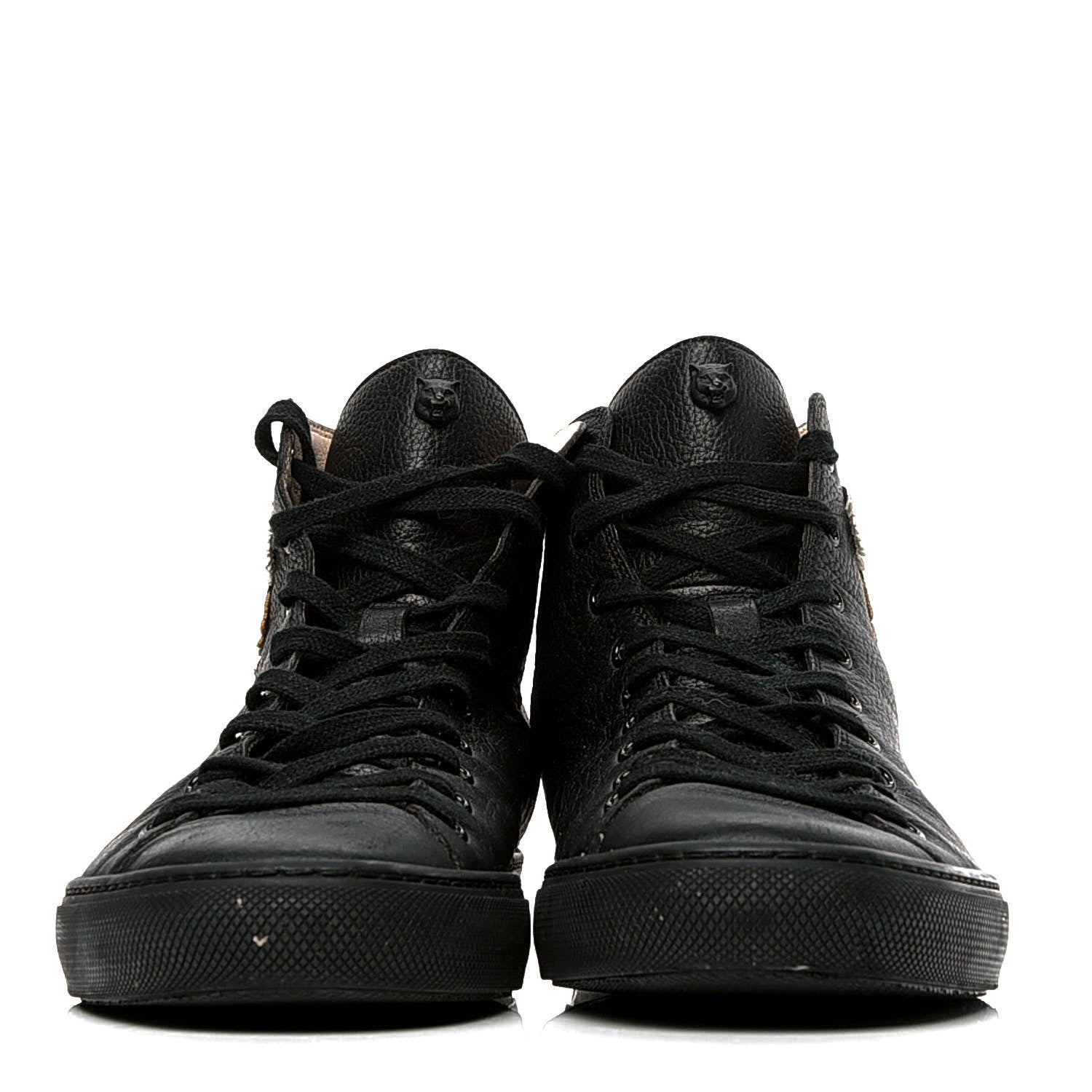 Gucci Calfskin Tiger Embroidered Mens High Top Sneakers 10.5 Black 2 of 6