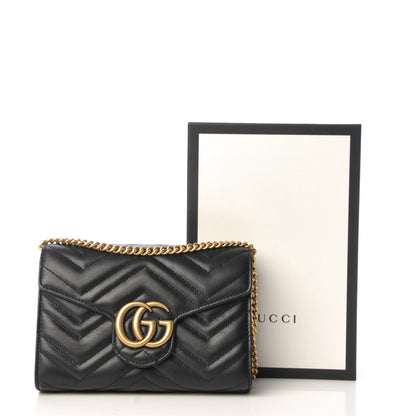 Gucci Calfskin Matelasse GG Marmont Chain Wallet Black 8 of 8