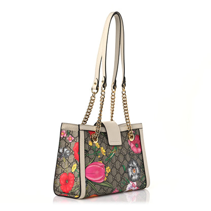 Gucci GG Supreme Monogram Flora Textured Calfskin Small Padlock Tote Beige Ebony Multicolor Mystic White 3 of 17
